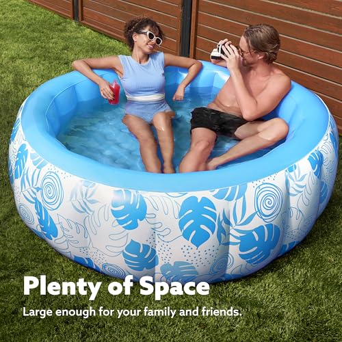 SLOOSH Aufblasbarer Swimmingpool, 5,5 ft × 20 Zoll (167,6 × 50,8 cm), Aufstellpool für die Familie, aufblasbar mit bequemem Rückenlehne, ideal für Sommer-Wasserpartys im Garten, auf dem Rasen, Blau – Bild 6