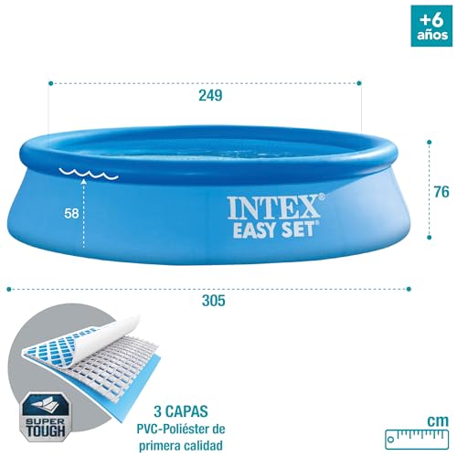 Intex 28122NP – Aufstellpool Easy Set Rund, Filterpumpe 1250 L/h, 3853 L, PVC, Blau, 305x76 cm – Bild 6