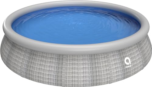 Avenli Familienpool 396 x 84 cm - Aufstellpool Ohne Pumpe, Rund, Grau Mit Rattan-Optik - Schwimmbecken für Familien & Kinder