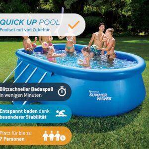 Alternative view of Summer Waves Quick Up Pool Komplettset | Oval 457x305x107 cm Blau | Aufstellpool Set | Gartenpool & Schwimmbecken inkl. Filterpumpe, Leiter, Bodenvlies & Abdeckplane