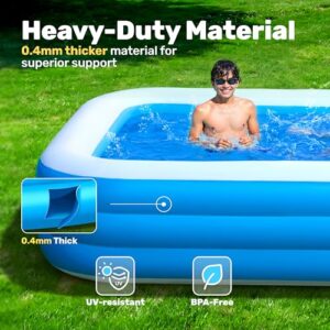 Alternative view of Sloosh Aufblasbarer Swimmingpool mit Sitzen, 304,8 x 182,8 x 55,8 cm, verdickter Aufstellpool für Familien, ideal für Sommer-Wasserpartys im Garten, auf der Terrasse oder dem Rasen, Blau