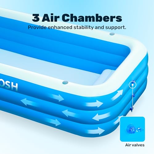 Sloosh Aufblasbarer Swimmingpool mit Sitzen, 304,8 x 182,8 x 55,8 cm, verdickter Aufstellpool für Familien, ideal für Sommer-Wasserpartys im Garten, auf der Terrasse oder dem Rasen, Blau – Bild 7