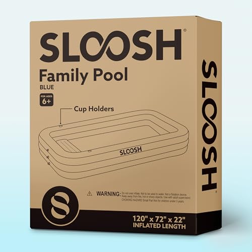 Sloosh Aufblasbarer Swimmingpool mit Sitzen, 304,8 x 182,8 x 55,8 cm, verdickter Aufstellpool für Familien, ideal für Sommer-Wasserpartys im Garten, auf der Terrasse oder dem Rasen, Blau – Bild 8