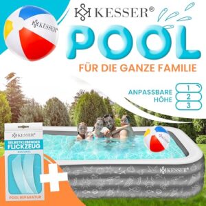 Alternative view of KESSER® Aufblasbarer Pool Familienpool für Kinder und Erwachsene Gartenschwimmbad Familienschwimmbad Sommer 240x142x56 cm Planschbecken 613 Liter Füllmenge Kinderfreundlich Inkl. Flickzeug & Ball