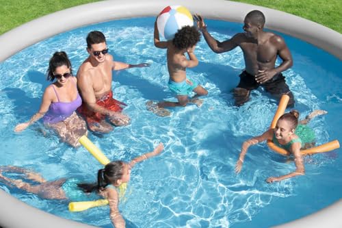 Bestway Fast Set Aufstellpool-Set mit Filterpumpe Ø 457 x 84 cm, Rattan-Optik (Schiefergrau), rund – Bild 11