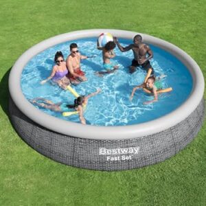 Alternative view of Bestway Fast Set Aufstellpool-Set mit Filterpumpe Ø 457 x 84 cm, Rattan-Optik (Schiefergrau), rund