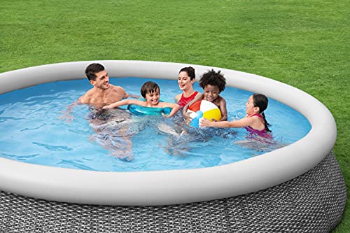 Bestway Fast Set Aufstellpool-Set mit Filterpumpe Ø 457 x 84 cm, Rattan-Optik (Schiefergrau), rund – Bild 9