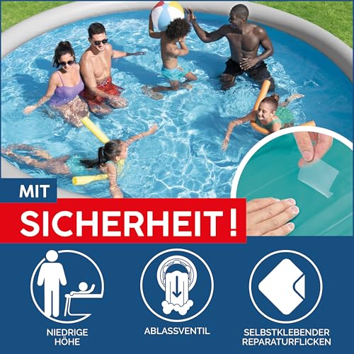 Bestway Fast Set Aufstellpool-Set mit Filterpumpe Ø 457 x 84 cm, Rattan-Optik (Schiefergrau), rund – Bild 7